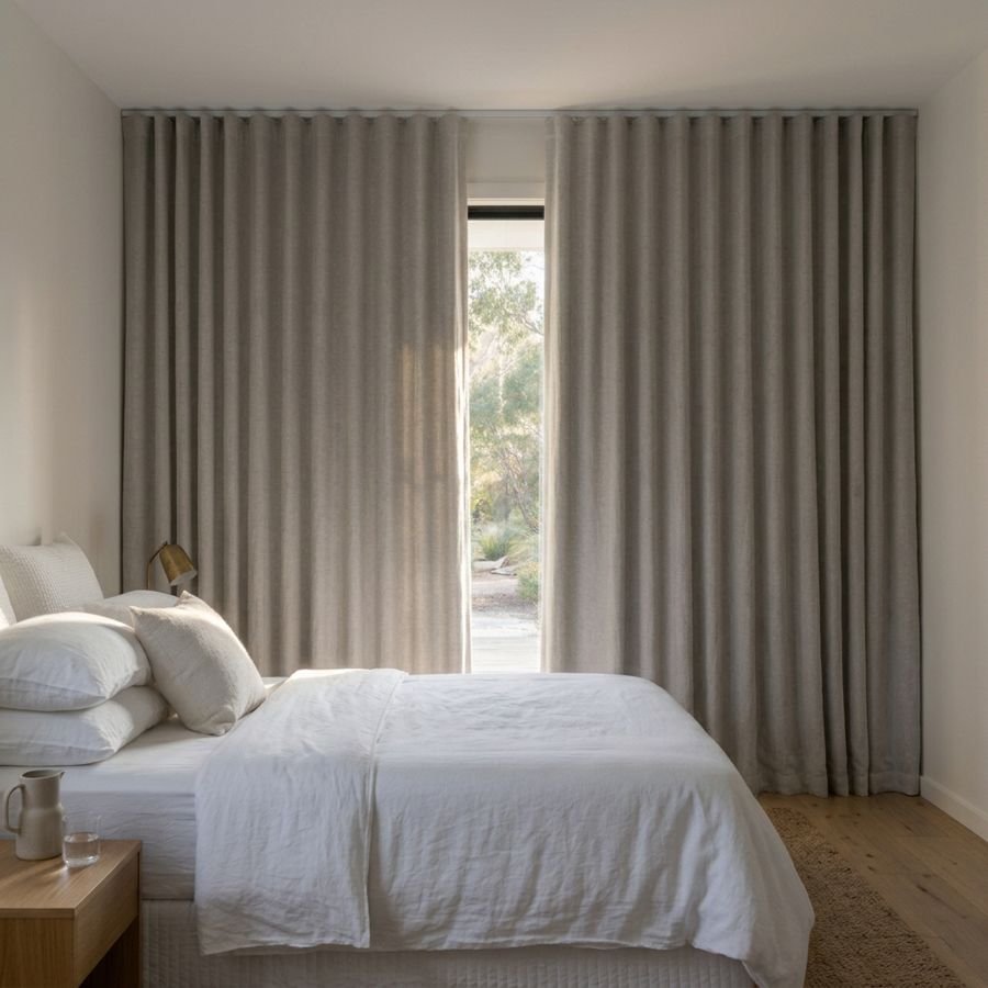 Pebble blockout curtains in a room