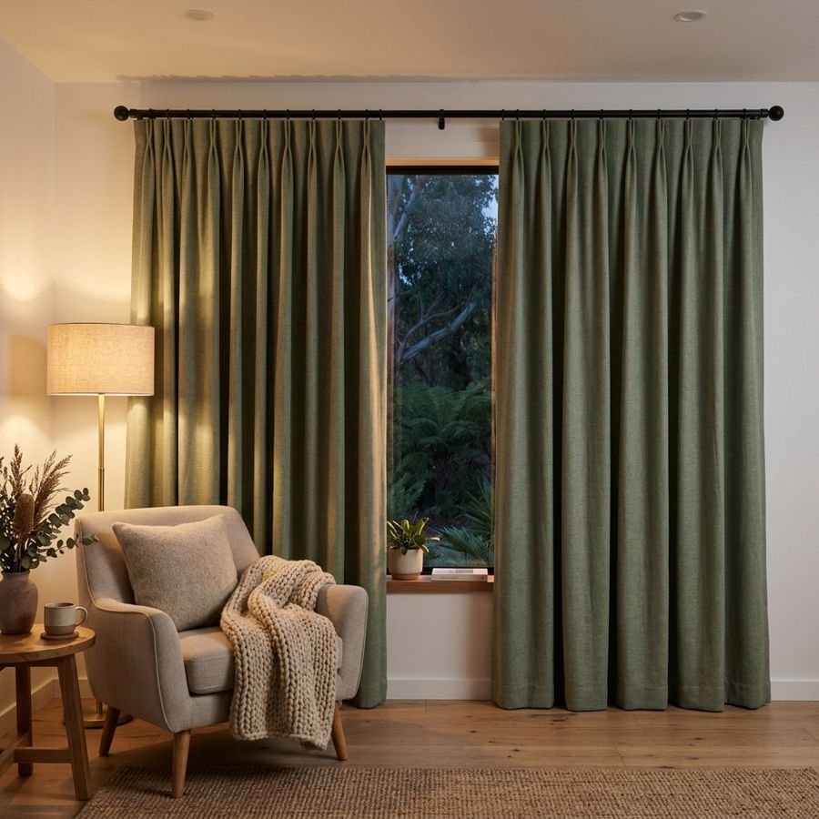 Forest thermal curtains in a room